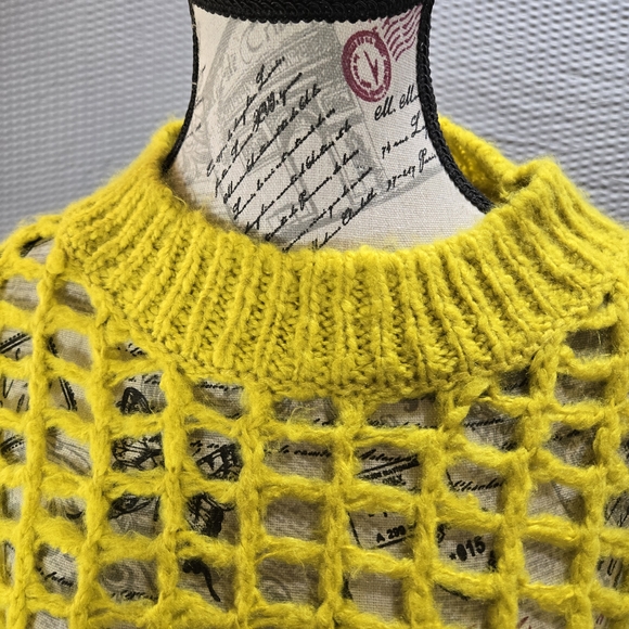 Urban Outfitters Chartreuse Oversized Open-Knit Sweater Lagenlook Boho - Picture 5 of 12